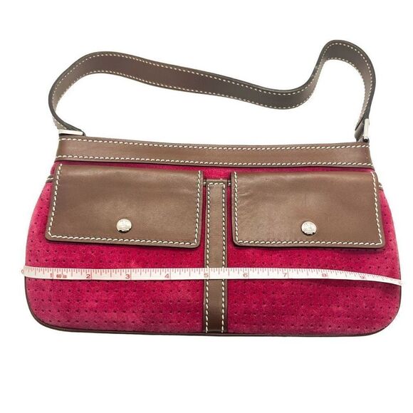 Lambertson Truex Shoulder Bag Pink Suede Brown Purse COA - Picture 6 of 7